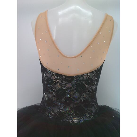 Dance Costume Curtain Call  C240 Medium Adult  Black  Lace Ballet  Rhinestones - Picture 3 of 8